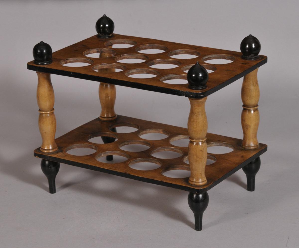 S/3527 Antique Treen 19th Century Beech Egg Stand
