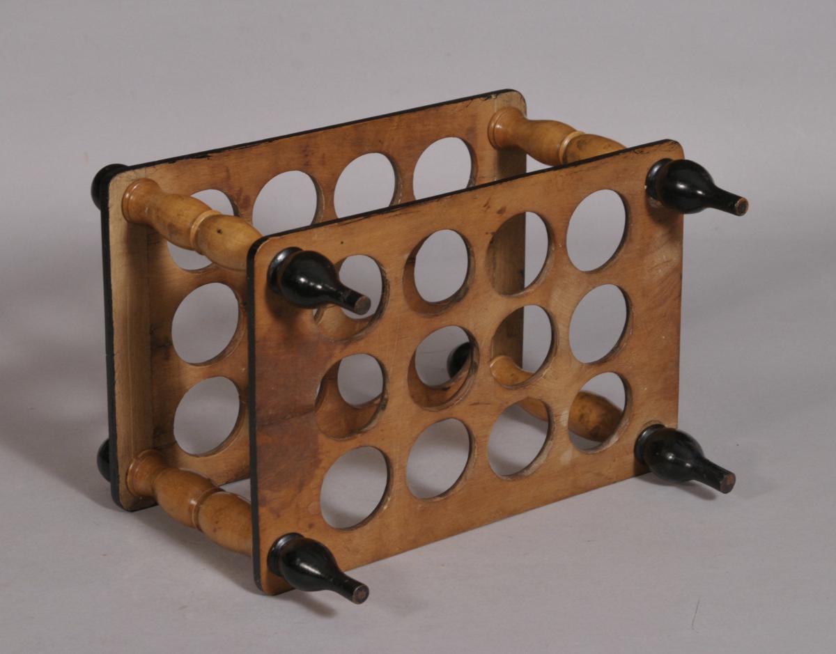S/3527 Antique Treen 19th Century Beech Egg Stand