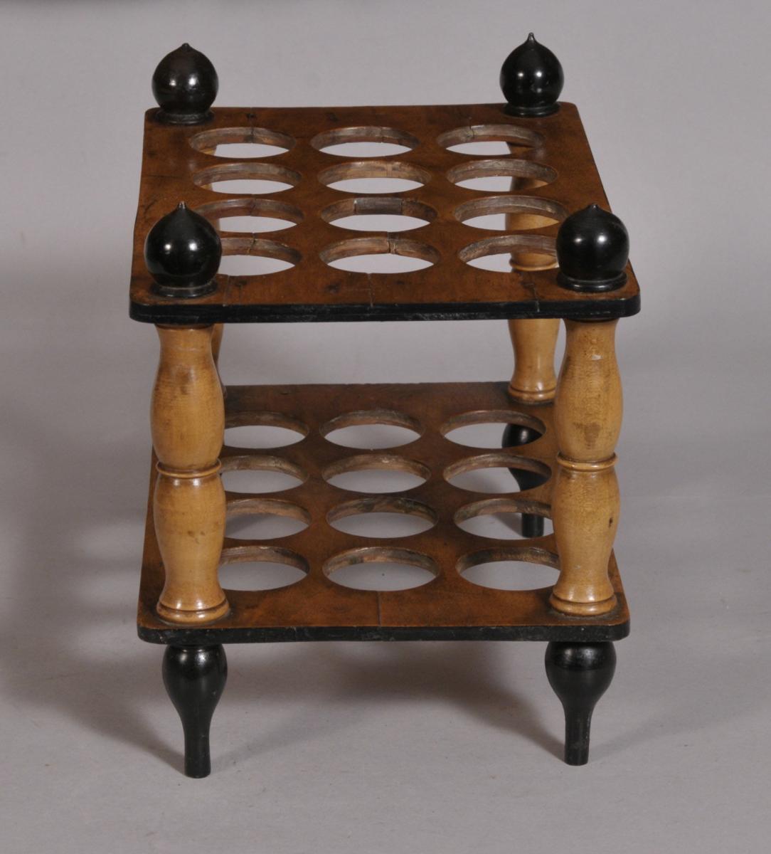 S/3527 Antique Treen 19th Century Beech Egg Stand