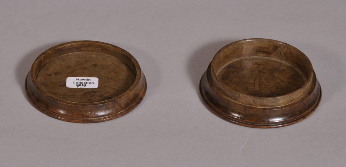 S/3546 Antique Treen 19th Century Burr Elm Pocket Snuff Box