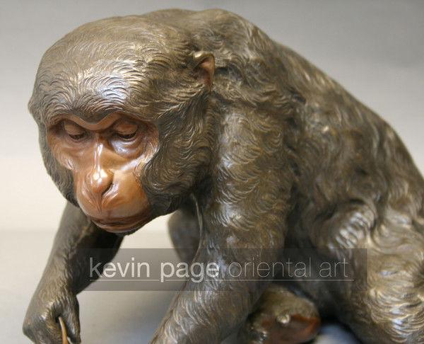 A charming bronze of a monkey and a snail