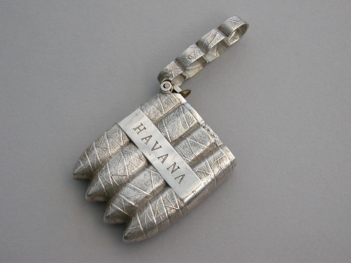 Victorian Novelty Silver Havana Cigar Vesta Case