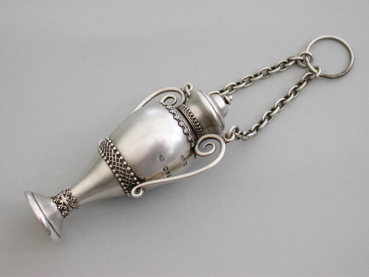 Victorian Novelty Silver Vase Shaped Scent Bottle