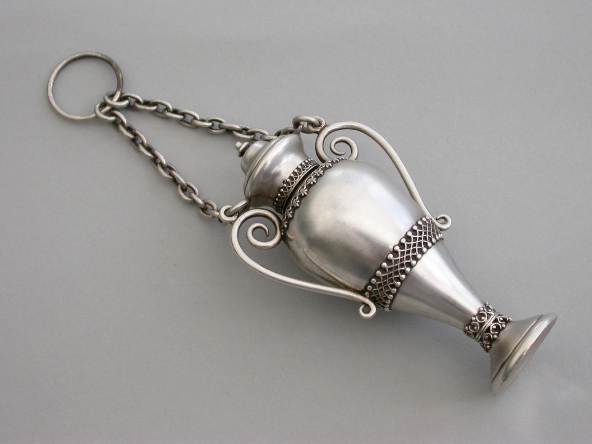 Victorian Novelty Silver Vase Shaped Scent Bottle