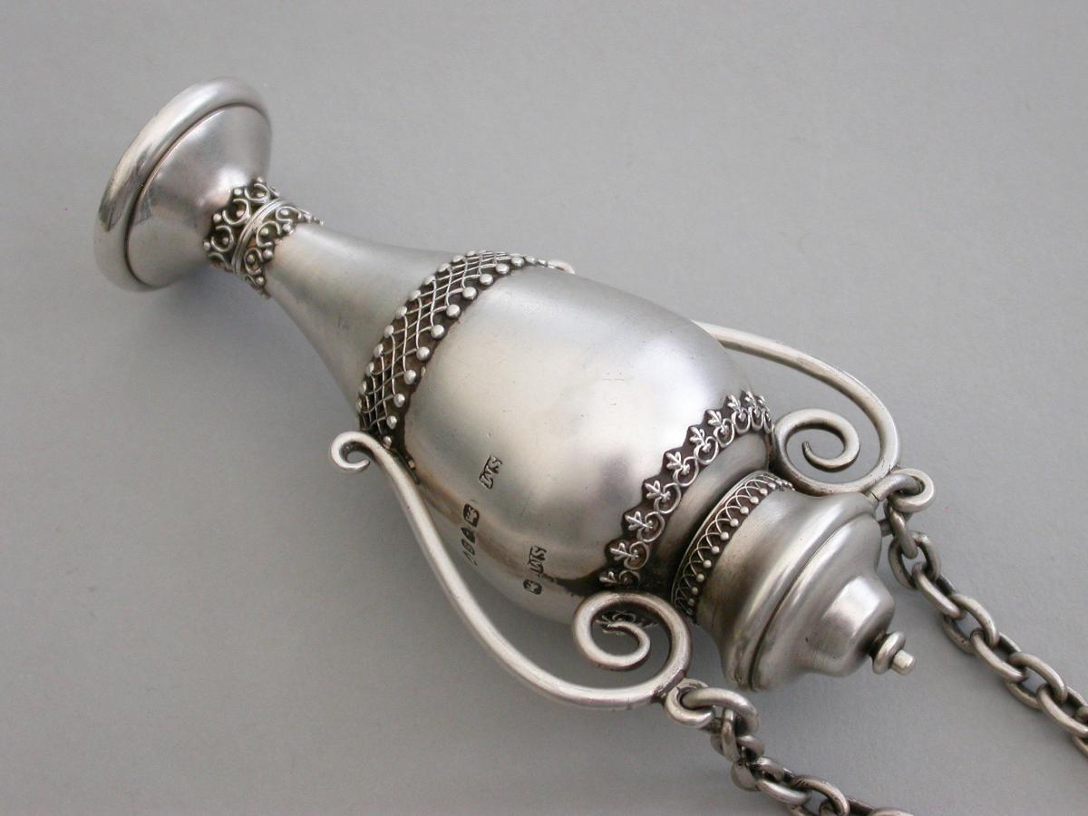Victorian Novelty Silver Vase Shaped Scent Bottle
