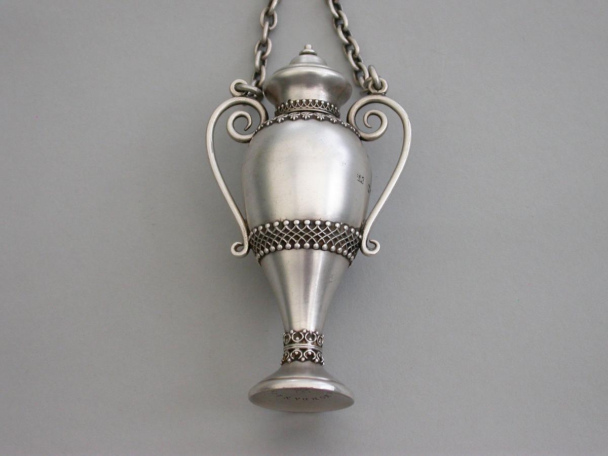 Victorian Novelty Silver Vase Shaped Scent Bottle