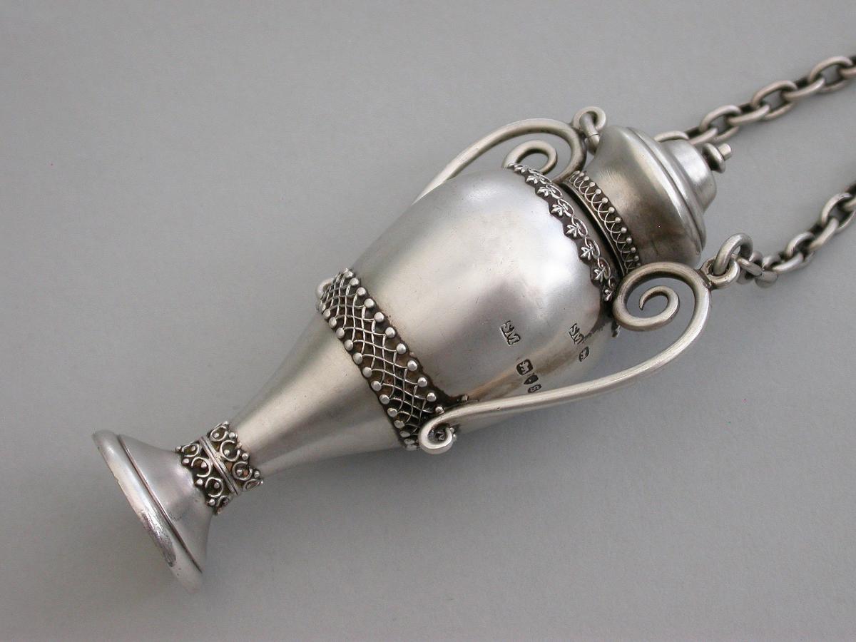 Victorian Novelty Silver Vase Shaped Scent Bottle