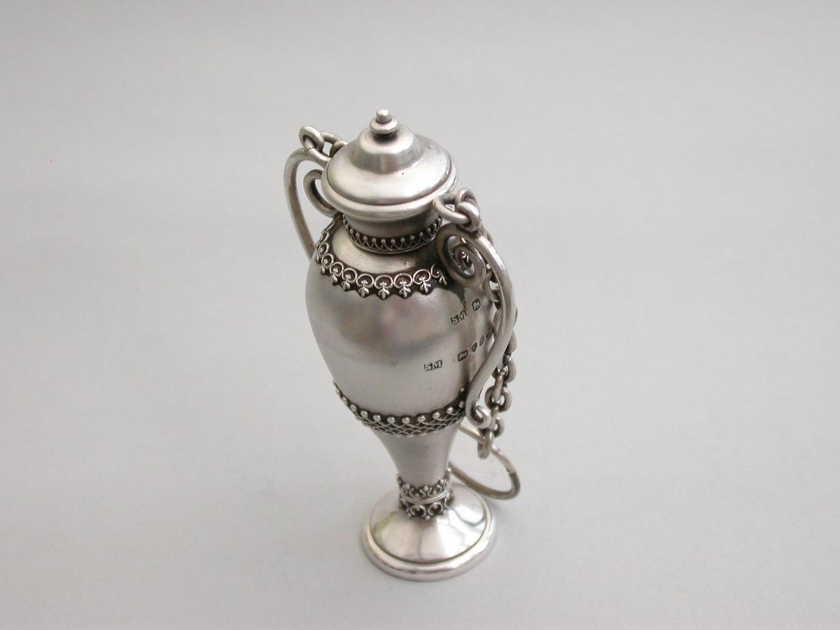 Victorian Novelty Silver Vase Shaped Scent Bottle