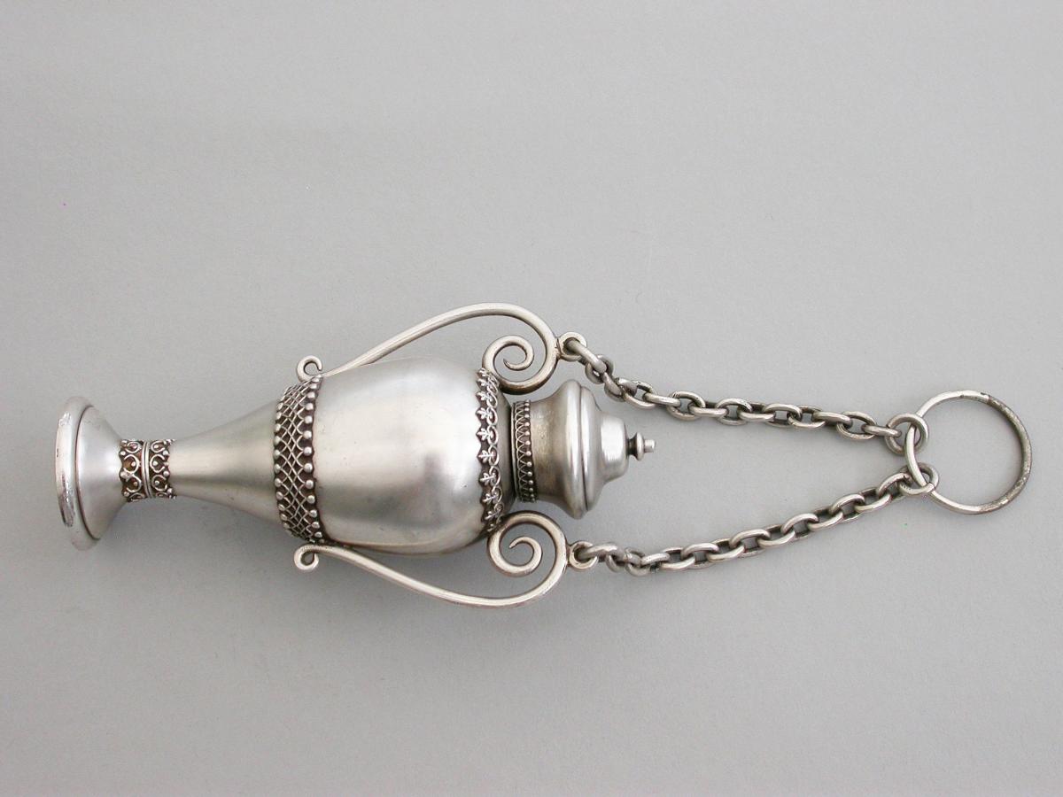 Victorian Novelty Silver Vase Shaped Scent Bottle