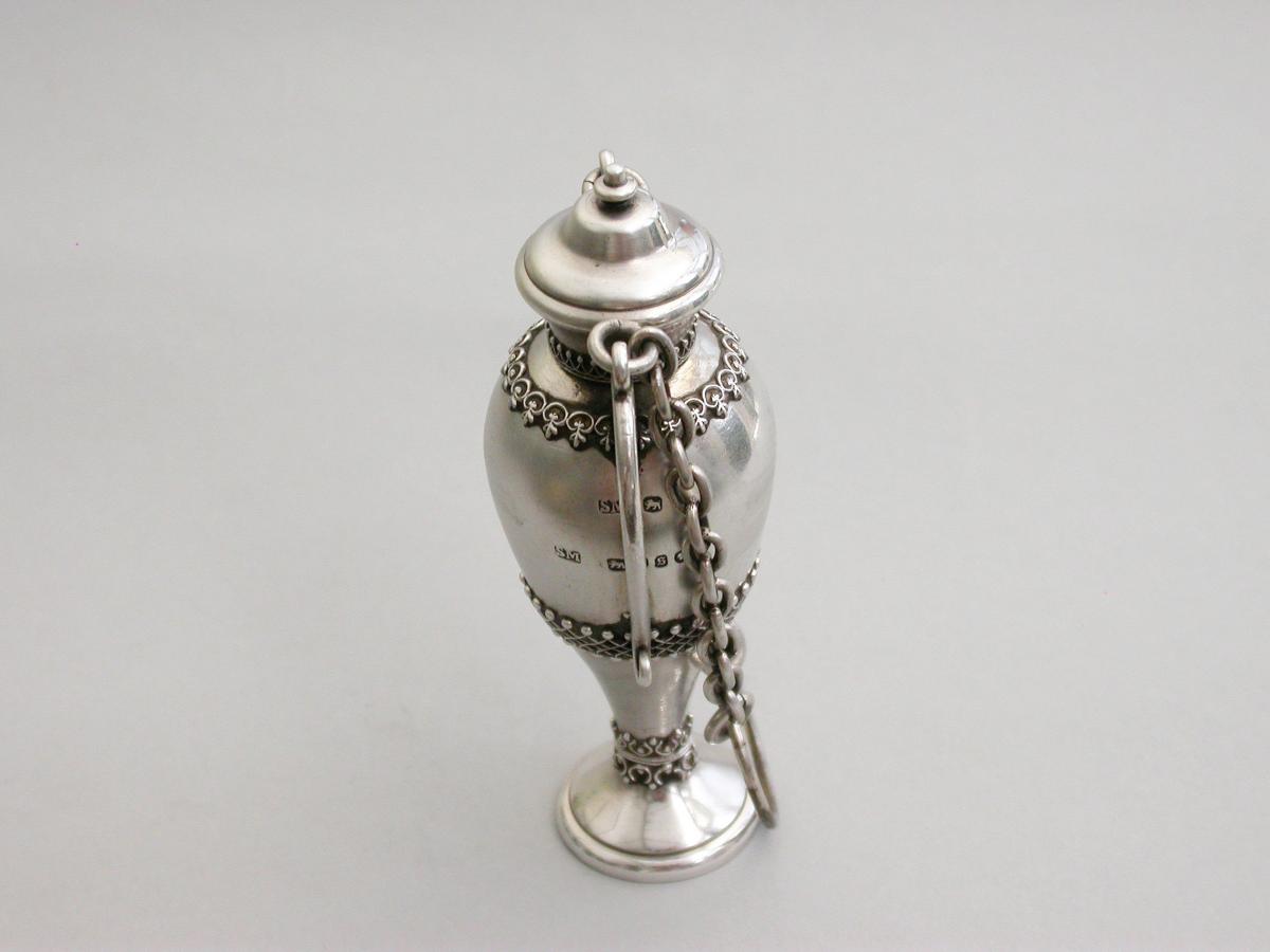 Victorian Novelty Silver Vase Shaped Scent Bottle