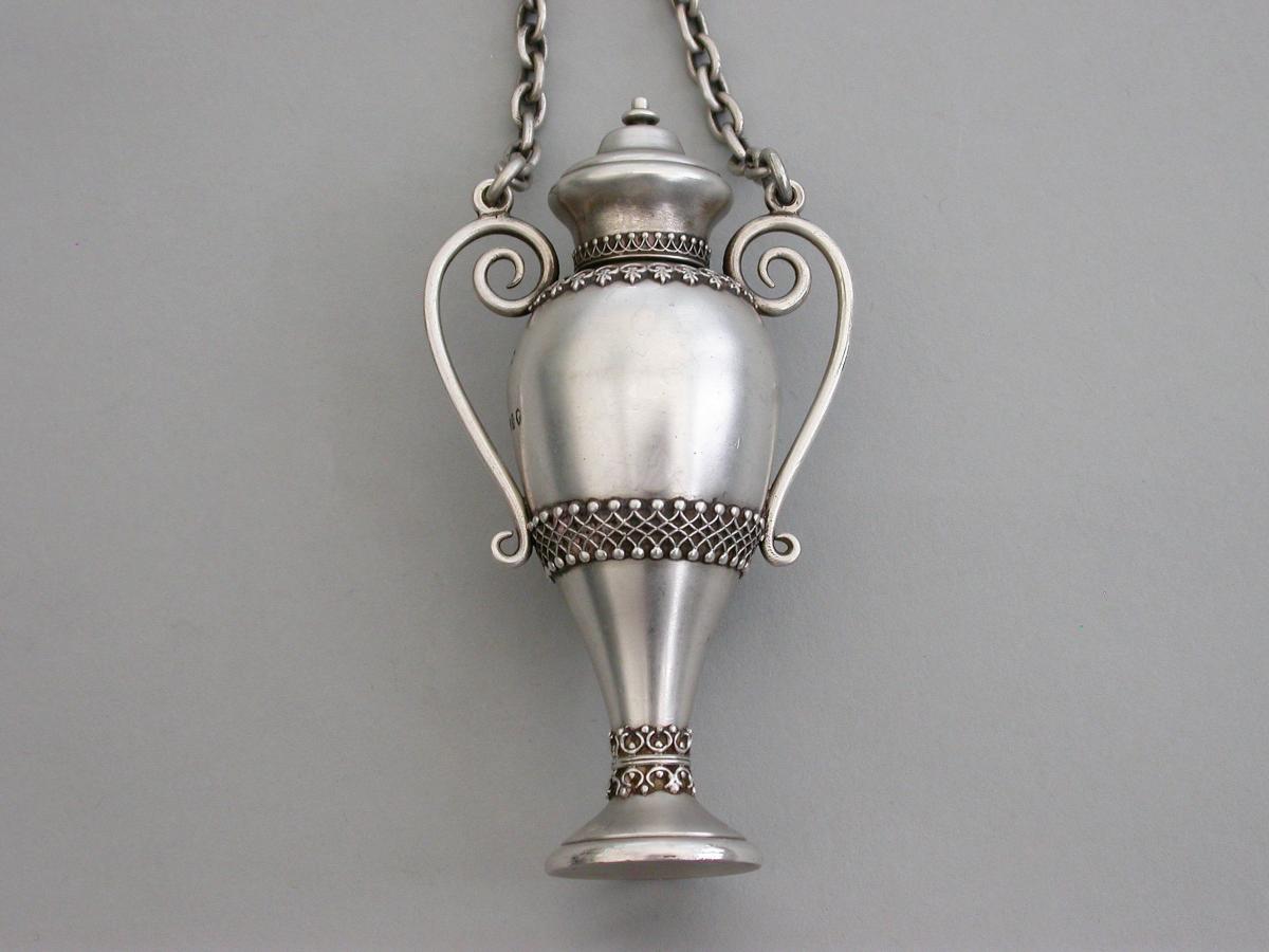 Victorian Novelty Silver Vase Shaped Scent Bottle