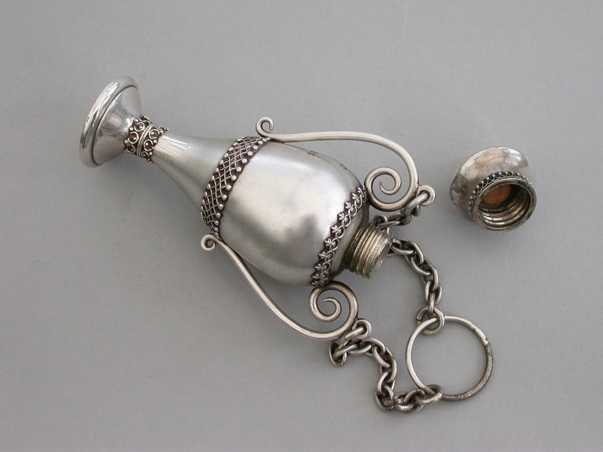 Victorian Novelty Silver Vase Shaped Scent Bottle