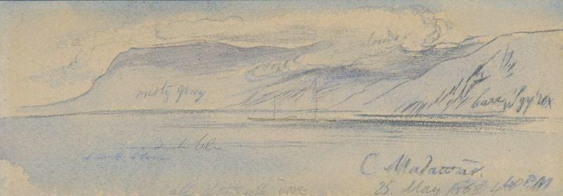 Cape Malawar, Greece, Edward Lear, R.A. (British, 1812-1888)