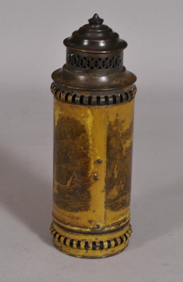 S/3521 Antique 19th Century Tin Toleware Travelling Candle Lantern