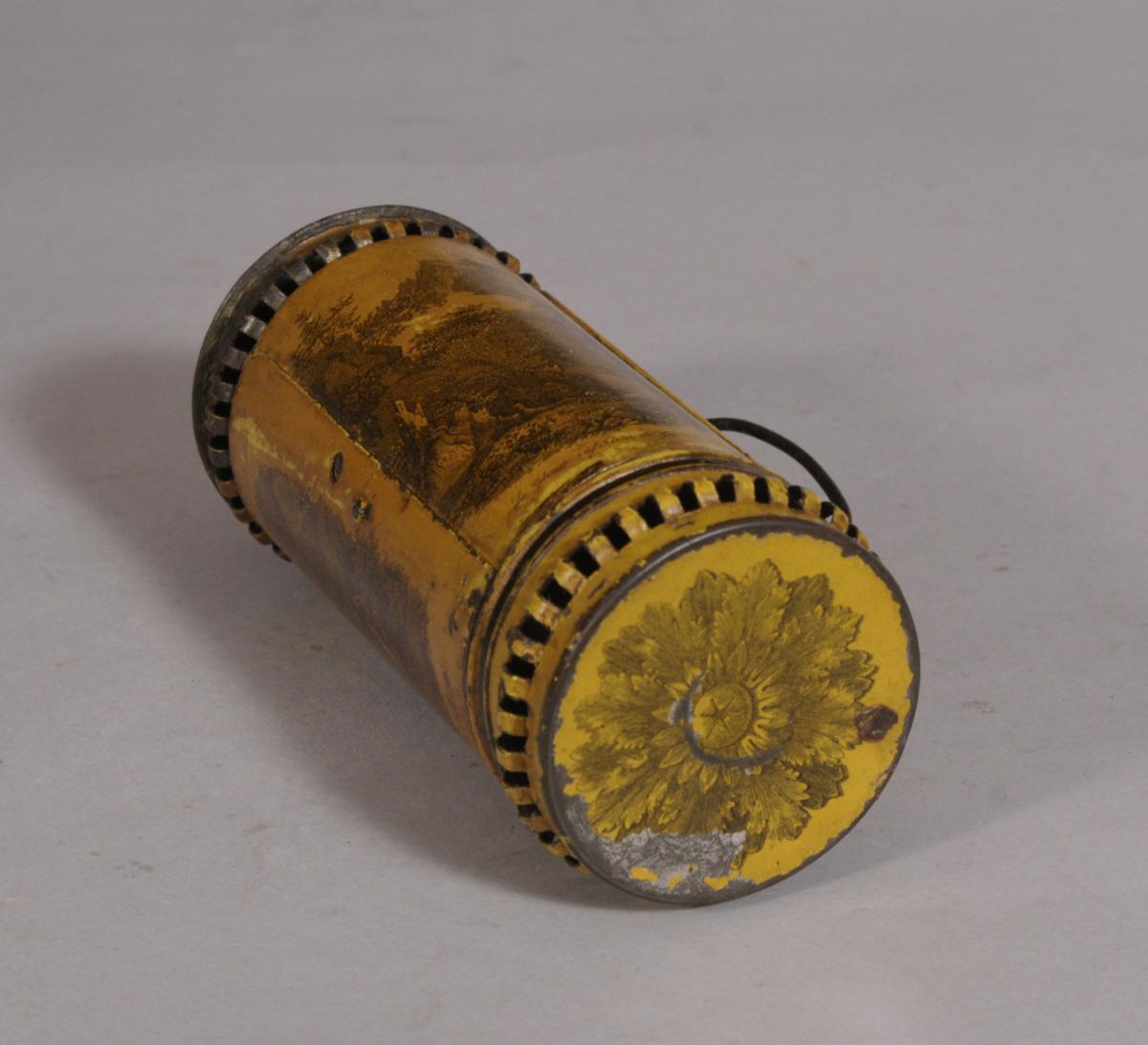S/3521 Antique 19th Century Tin Toleware Travelling Candle Lantern