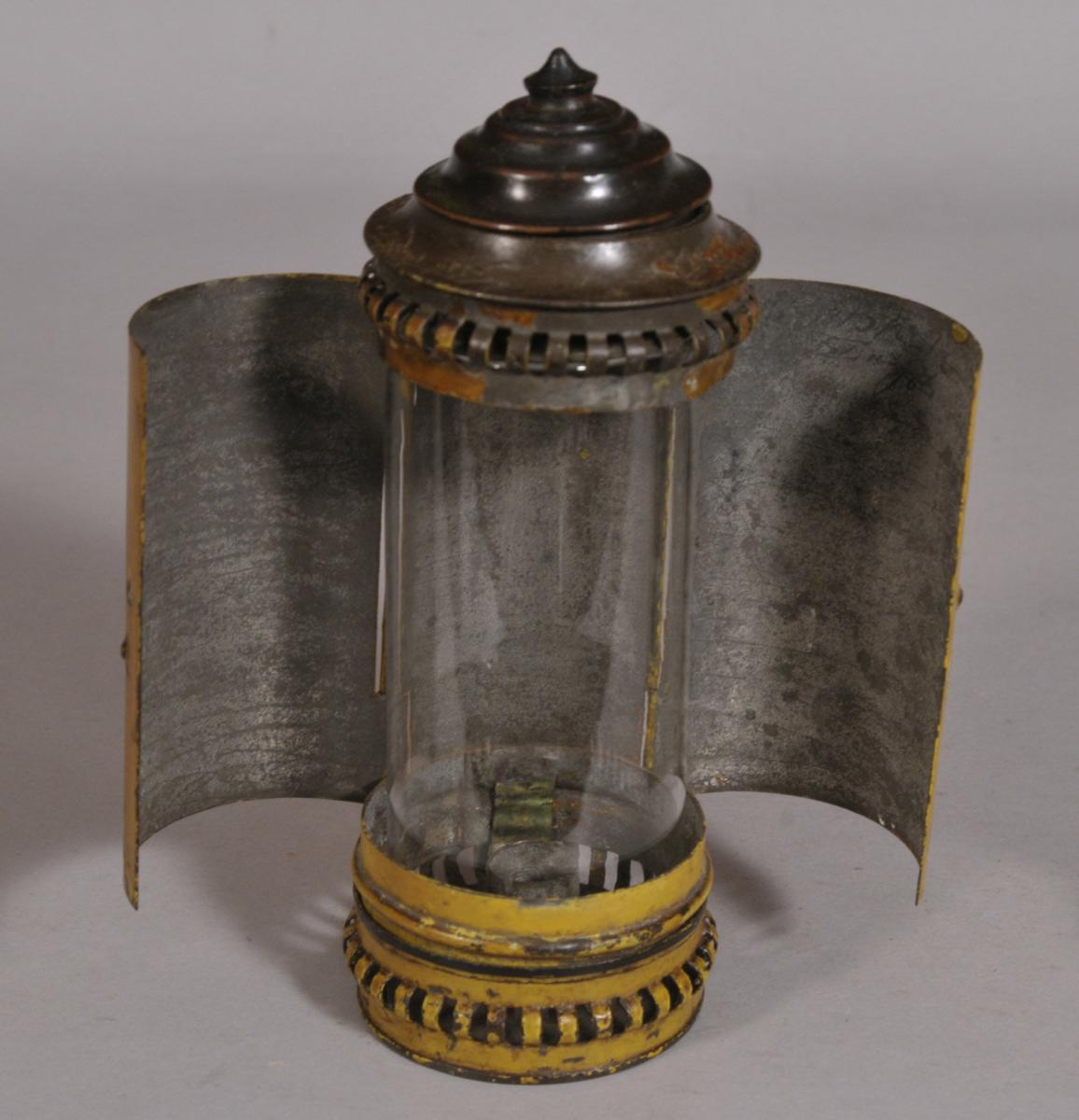 S/3521 Antique 19th Century Tin Toleware Travelling Candle Lantern