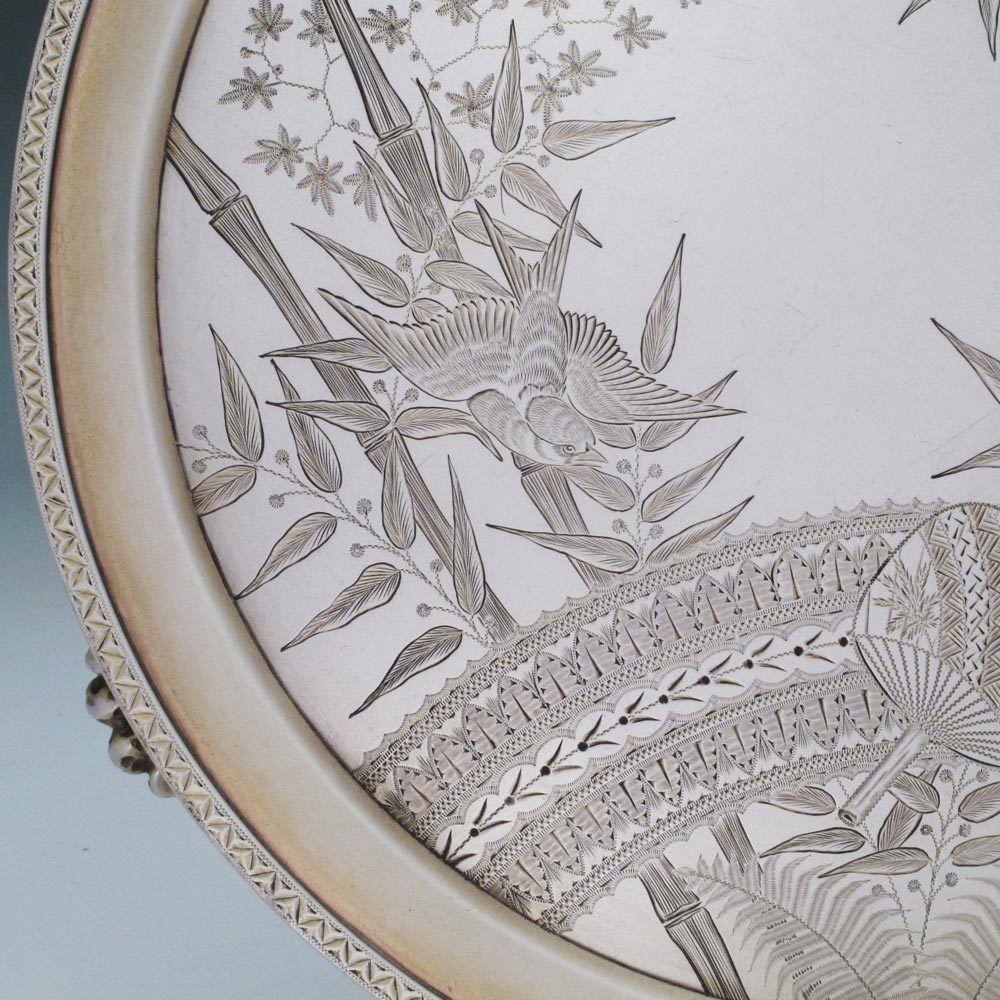 A Pair of Aesthetic Style Antique English Silver Salvers