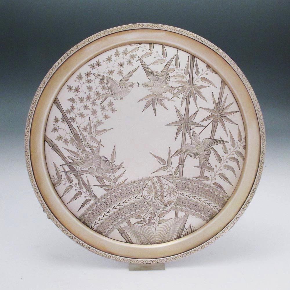 A Pair of Aesthetic Style Antique English Silver Salvers