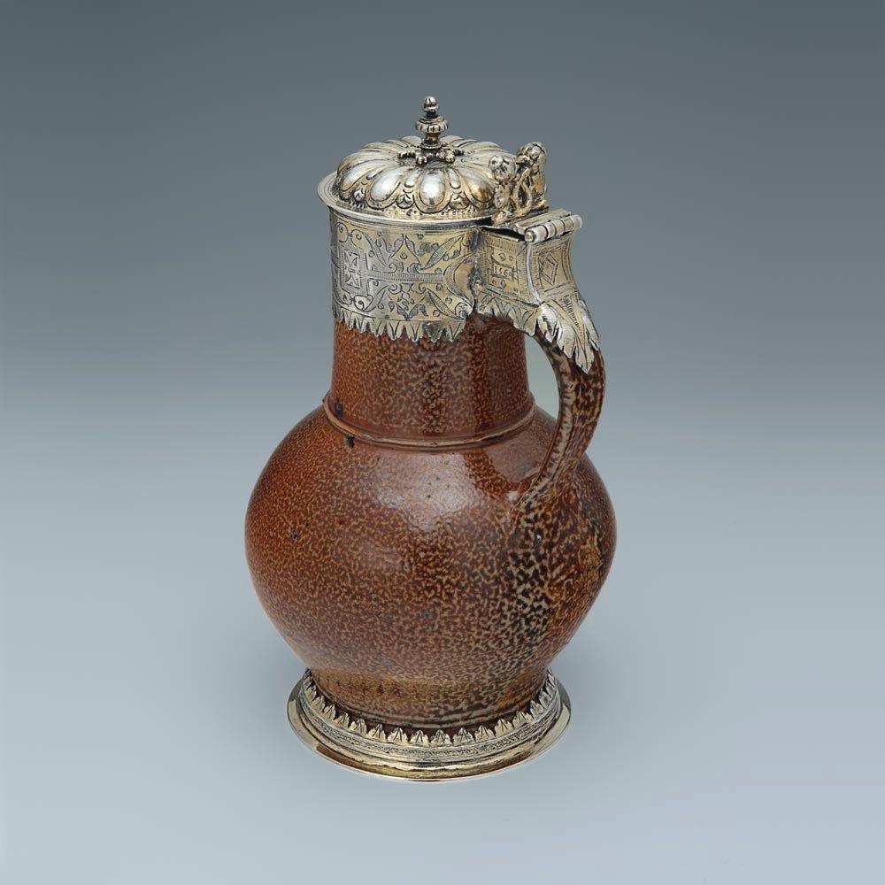 An Elizabeth I Silver-Gilt Mounted Tigerware Jug