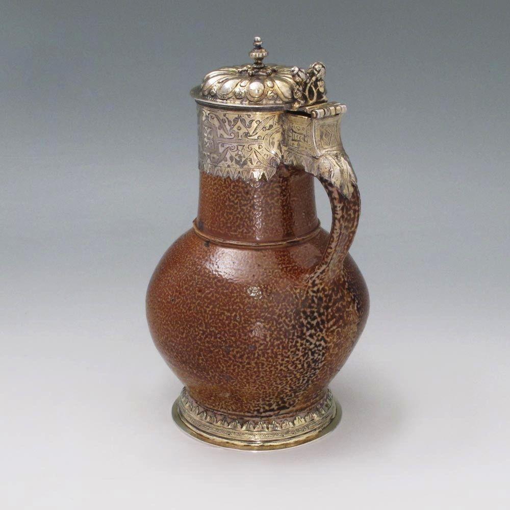 An Elizabeth I Silver-Gilt Mounted Tigerware Jug