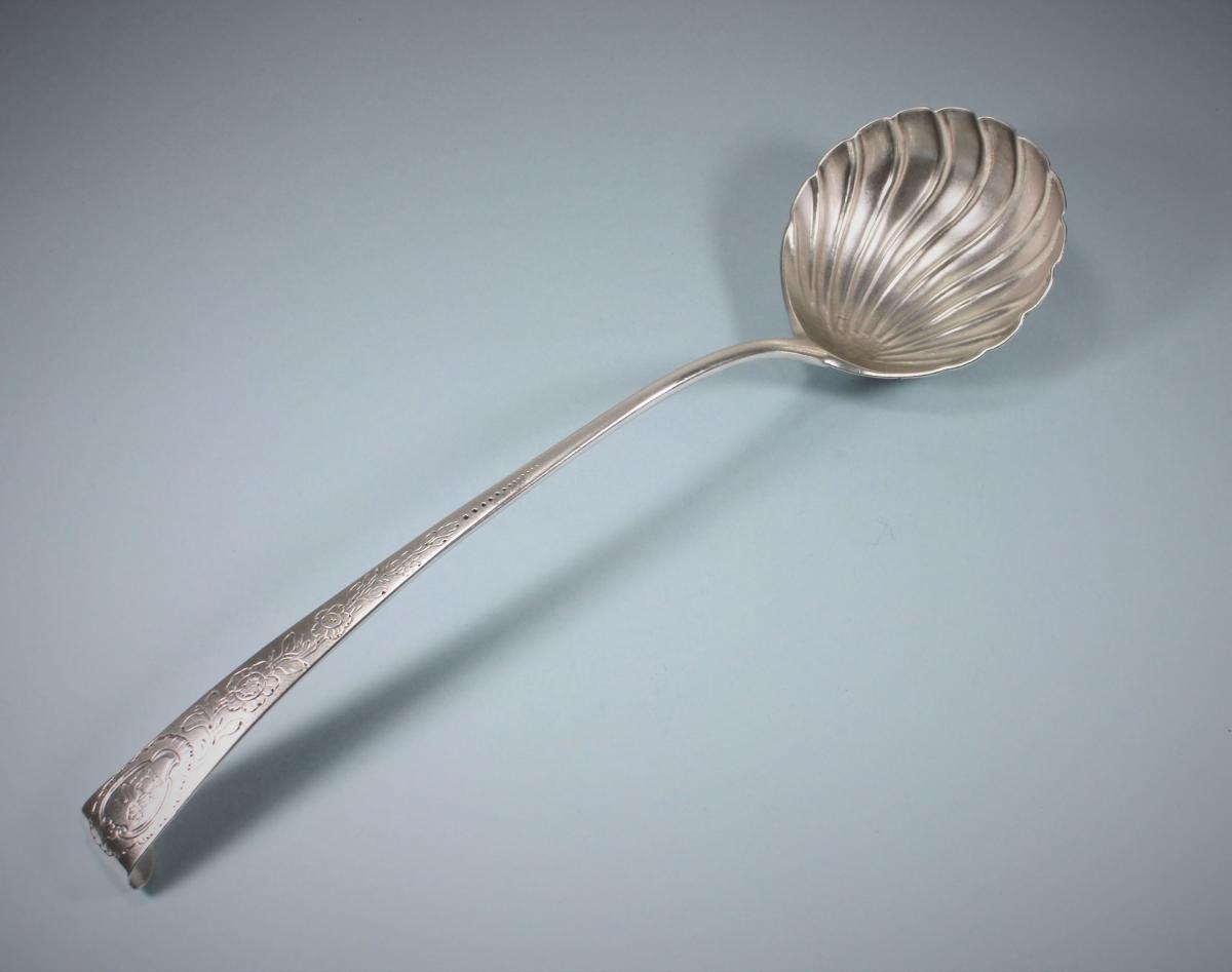 GEORGE III IRISH Sterling Silver Hook End Soup Ladle by John Loughlin. Dublin 1765.
