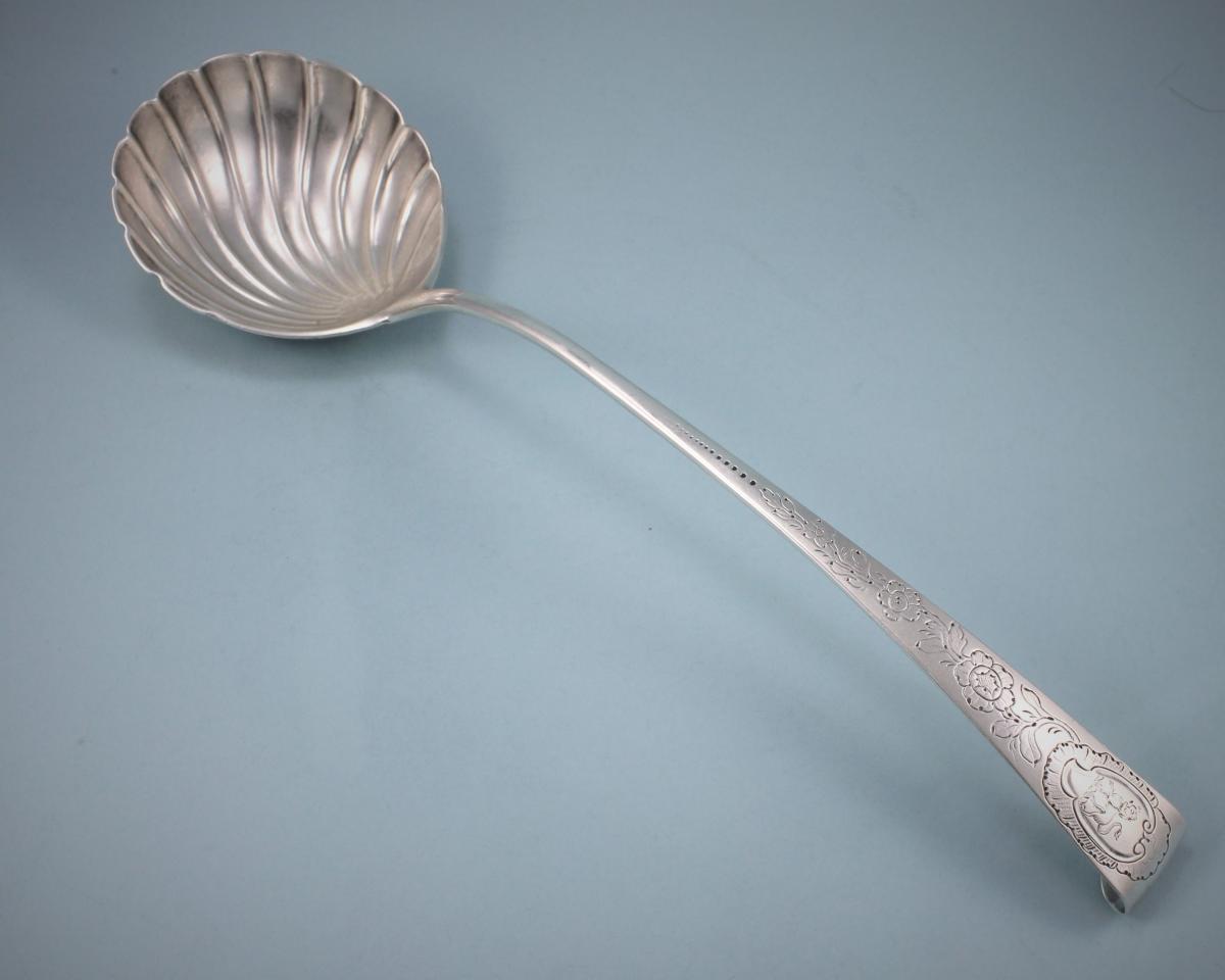 GEORGE III IRISH Sterling Silver Hook End Soup Ladle by John Loughlin. Dublin 1765.