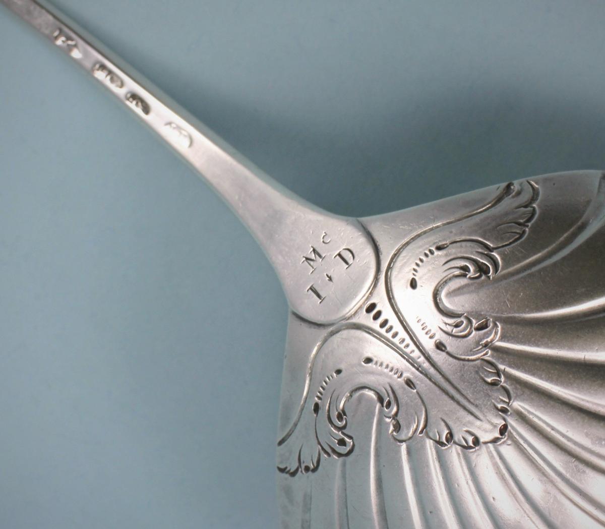 GEORGE III IRISH Sterling Silver Hook End Soup Ladle by John Loughlin. Dublin 1765.