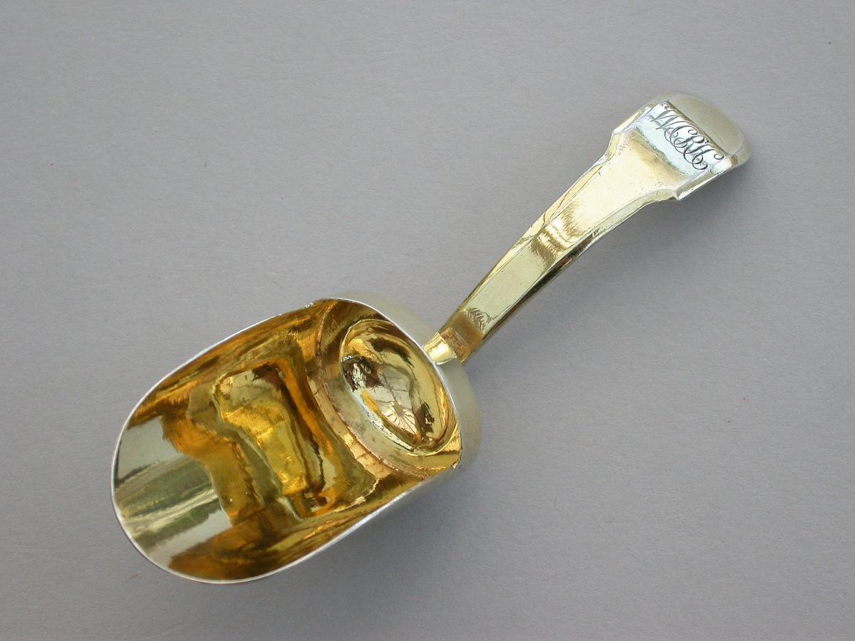 George III Silver Gilt 'Scoop' Caddy Spoon