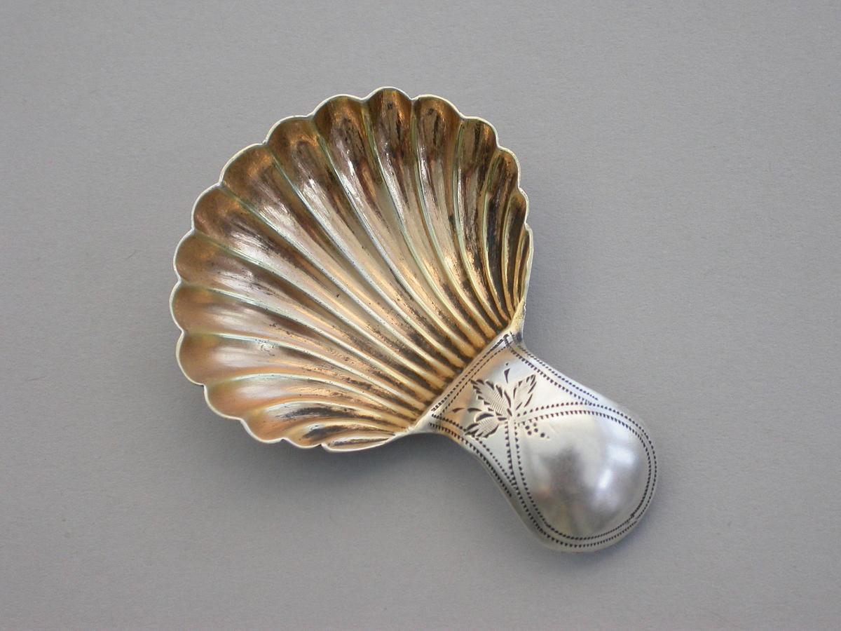 Small George III Silver 'Scallop Shell' Caddy Spoon