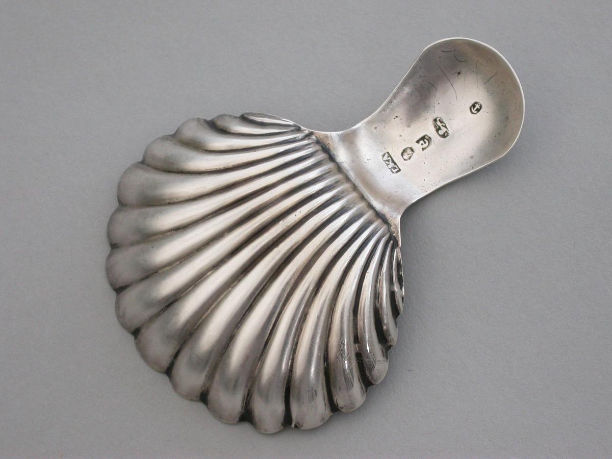 Small George III Silver 'Scallop Shell' Caddy Spoon