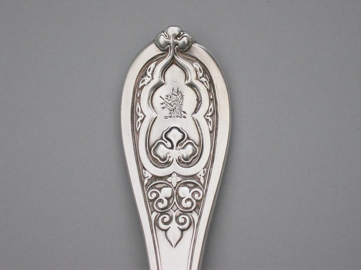 Heavy Victorian Silver 'New Gothic' Pattern Stilton Cheese Scoop