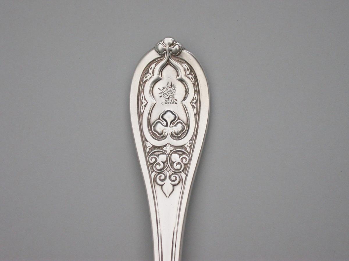 Heavy Victorian Silver 'New Gothic' Pattern Stilton Cheese Scoop