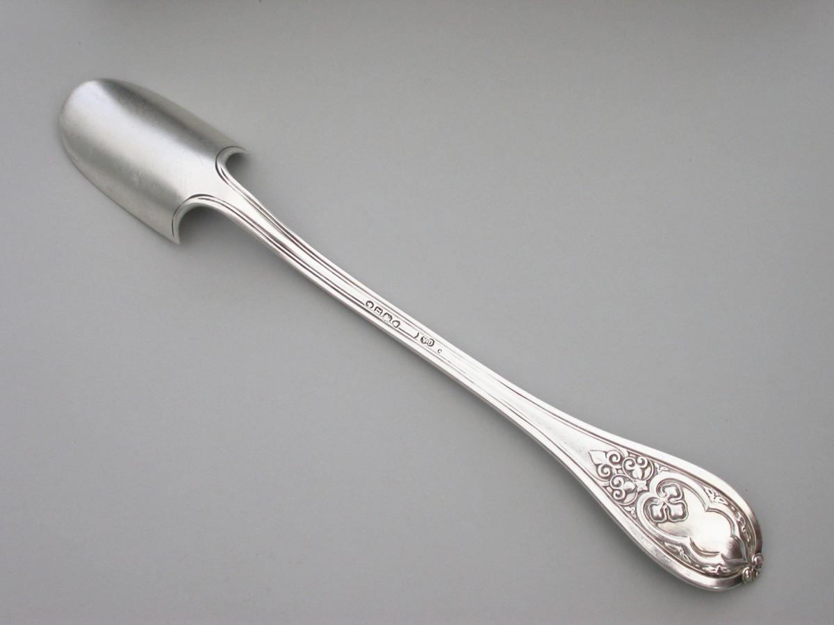 Heavy Victorian Silver 'New Gothic' Pattern Stilton Cheese Scoop