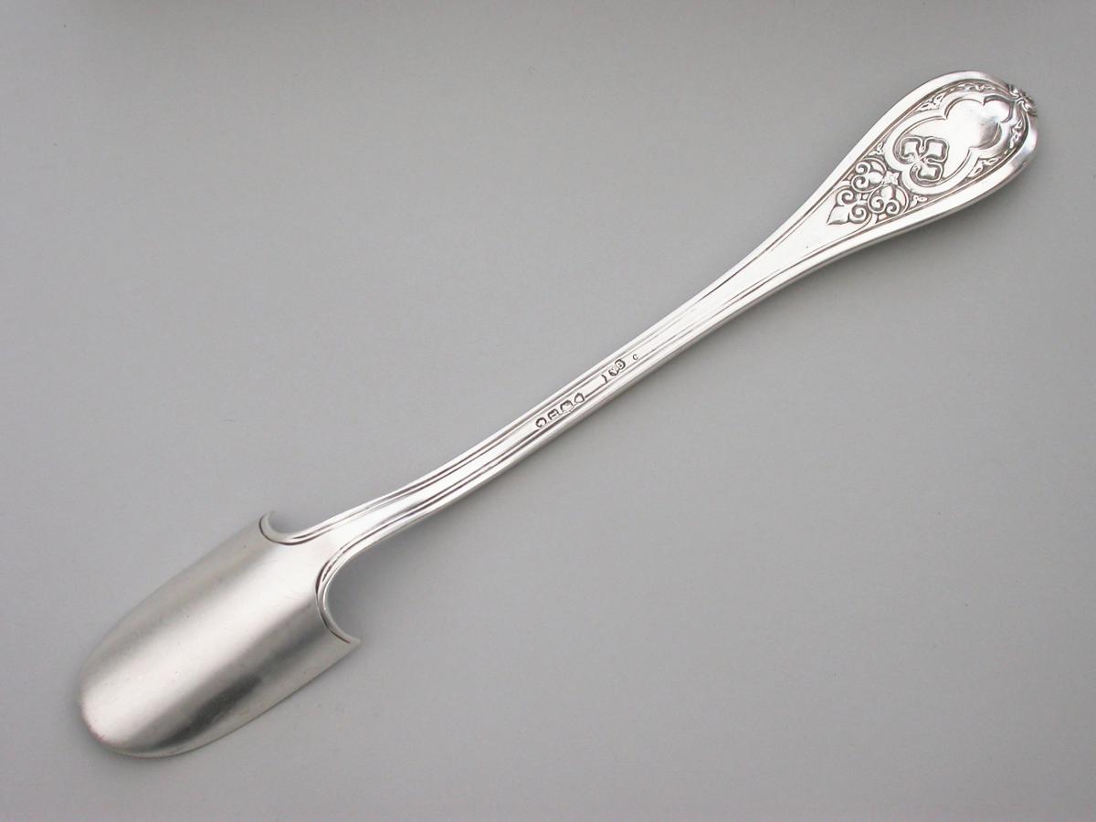 Heavy Victorian Silver 'New Gothic' Pattern Stilton Cheese Scoop