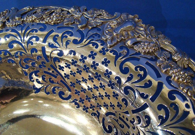 George II Silver Large Hand-Pierced Swing-Handle Basket