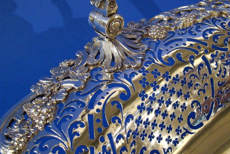 George II Silver Large Hand-Pierced Swing-Handle Basket