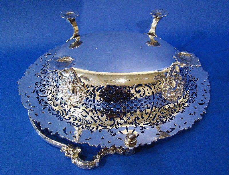George II Silver Large Hand-Pierced Swing-Handle Basket