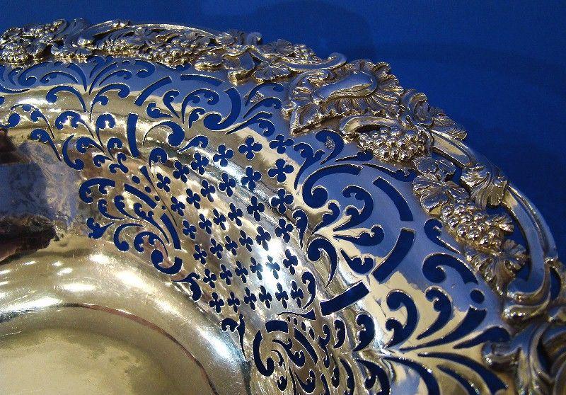 George II Silver Large Hand-Pierced Swing-Handle Basket