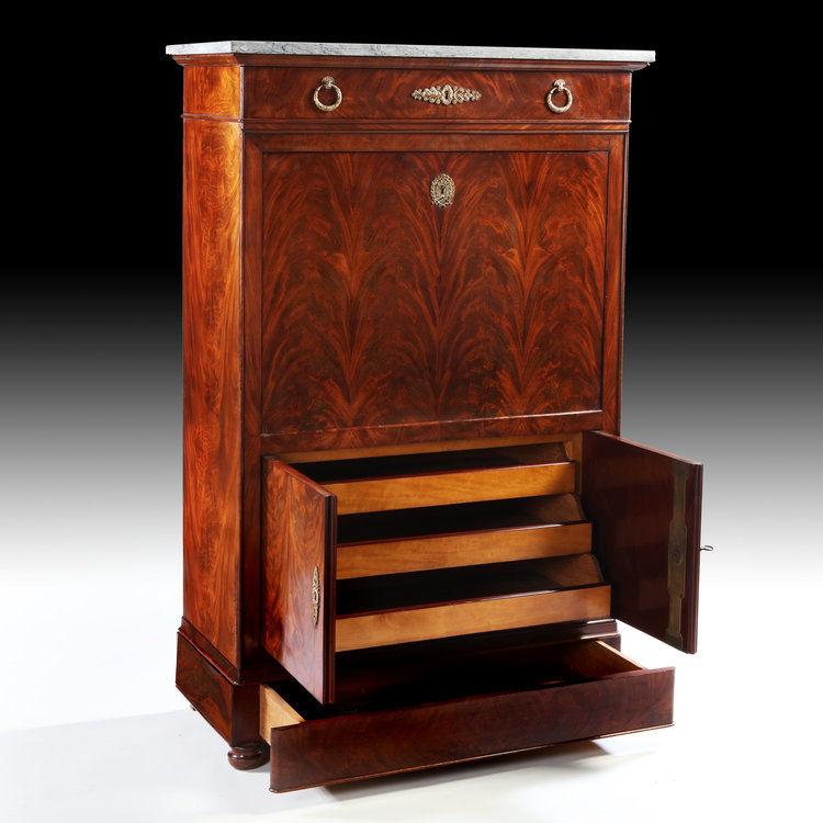 A FLAME MAHOGANY SECRETAIRE A ABATTANT