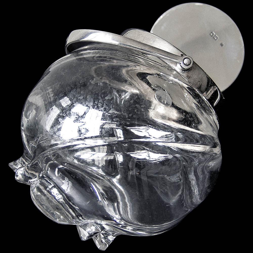 Victorian Antique Silver Mounted Glass Bodied Biscuit Jar