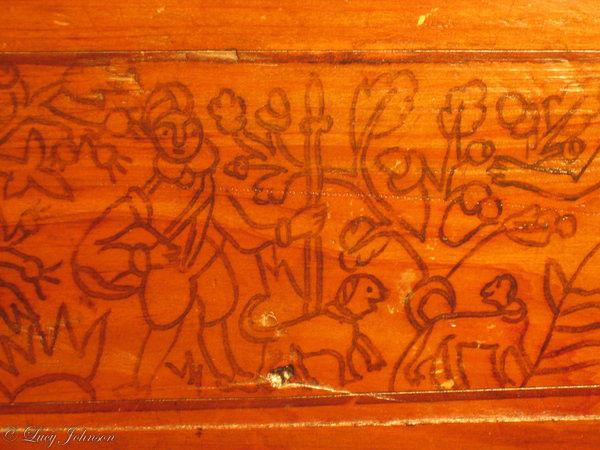 Large, museum-quality, late-16th century, cedar, Venetian, cassone on its original stand ; the sea creature ornament probably dr