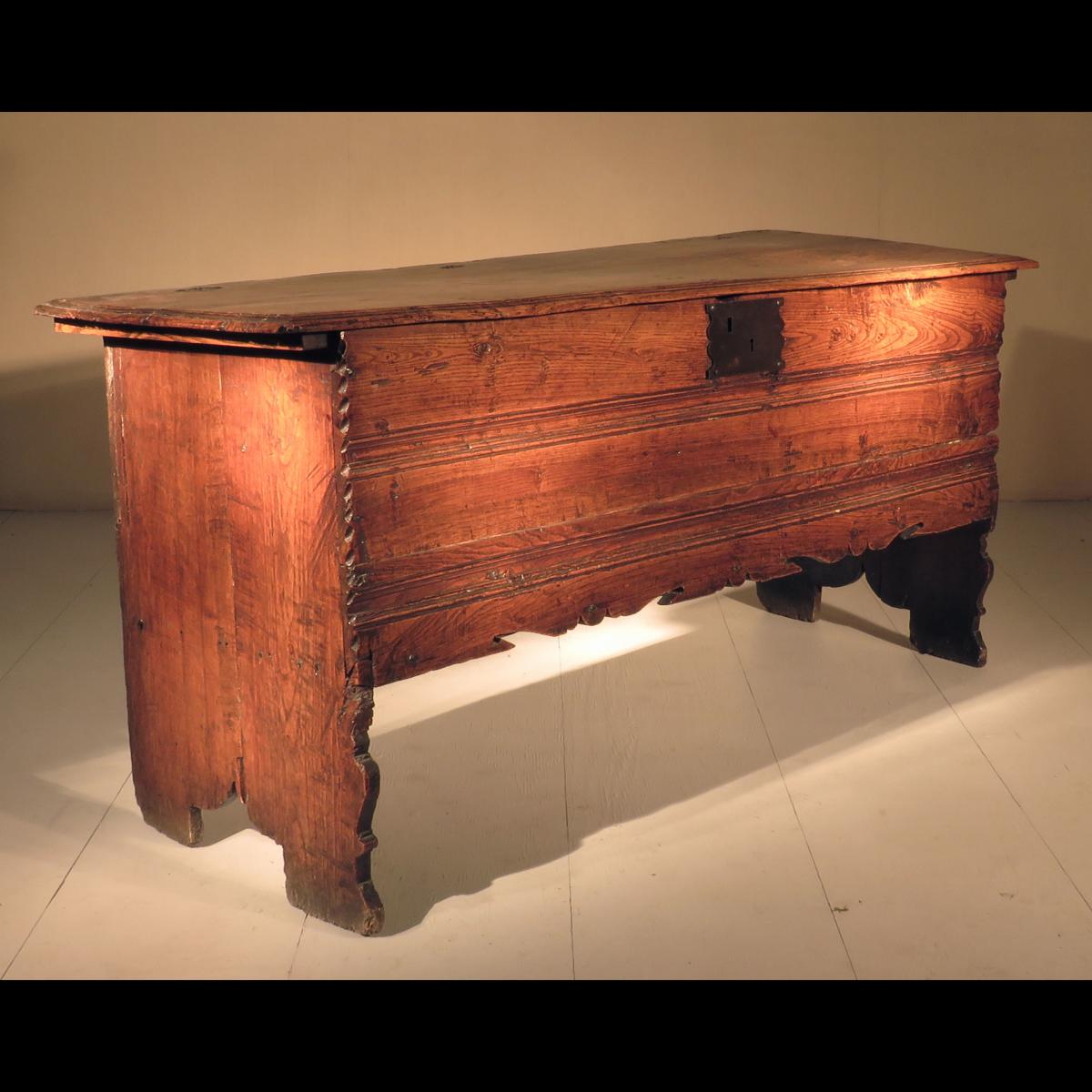 Mid 17th Century English Elm Coffer