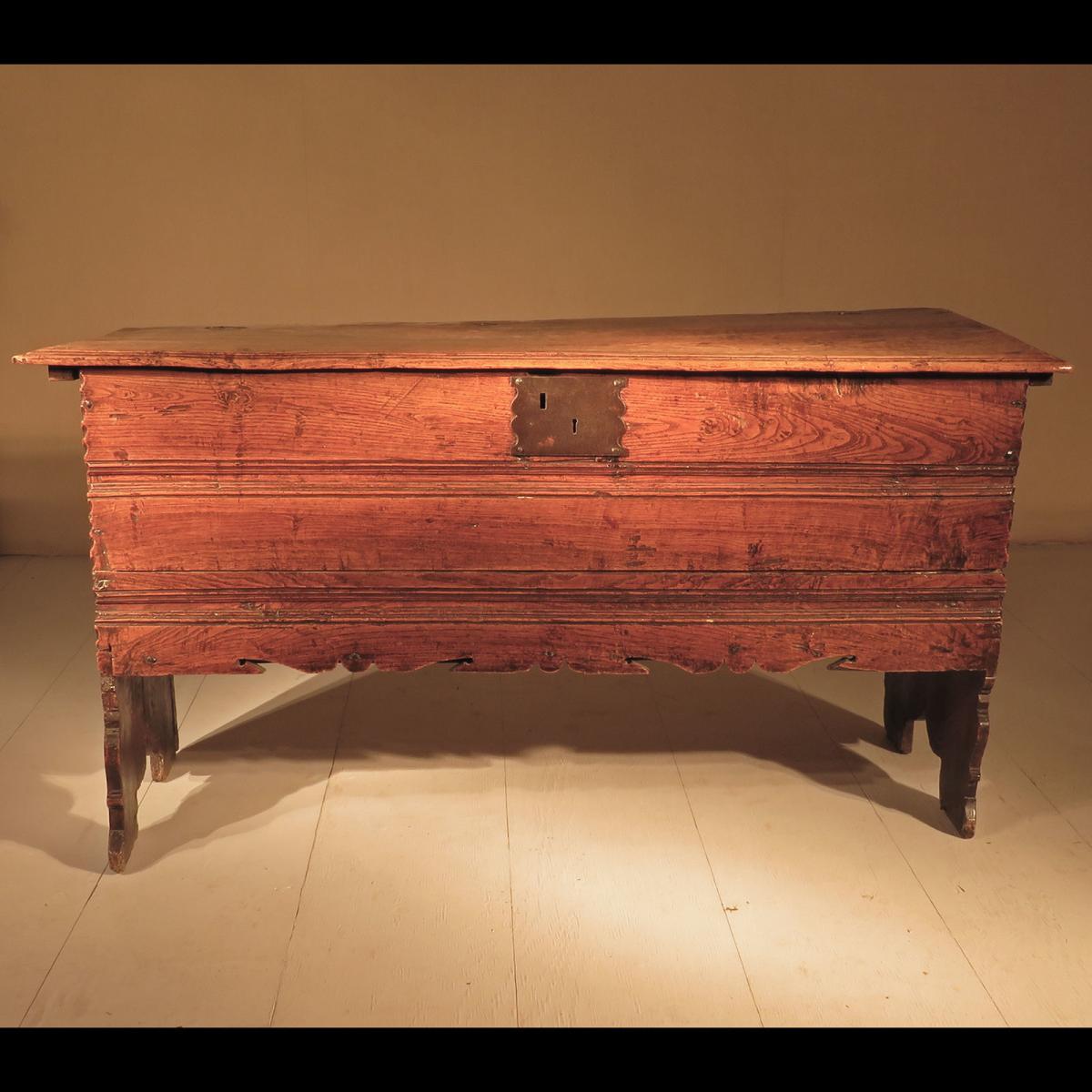 Mid 17th Century English Elm Coffer