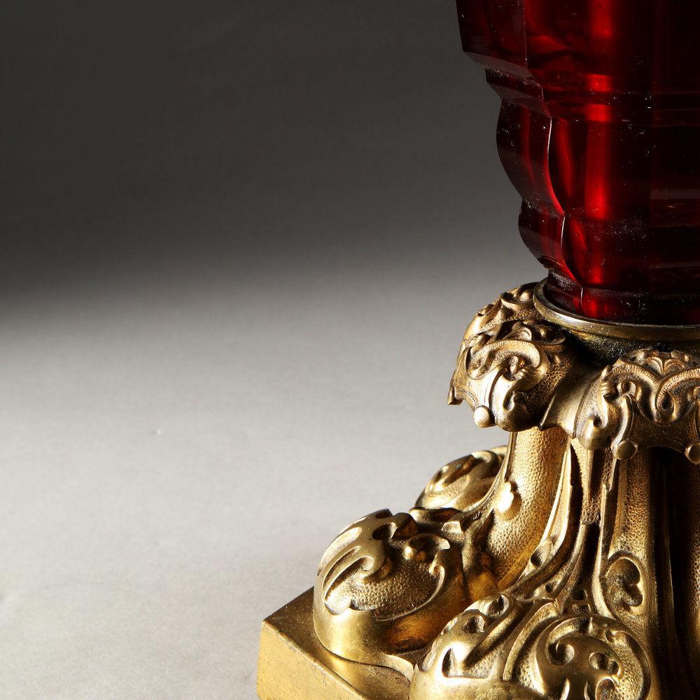 A Large William IV Glass Column Lamp