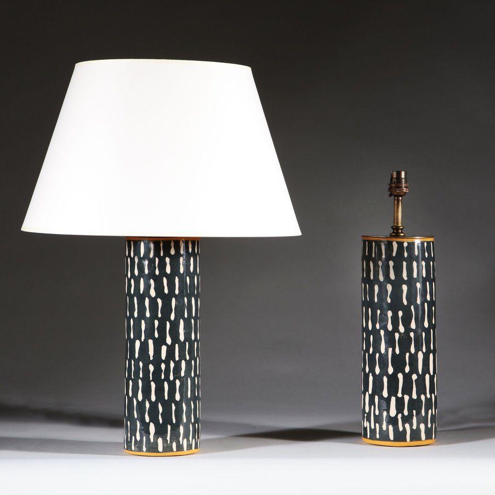 A Pair of Black and White Studio Pottery Vases