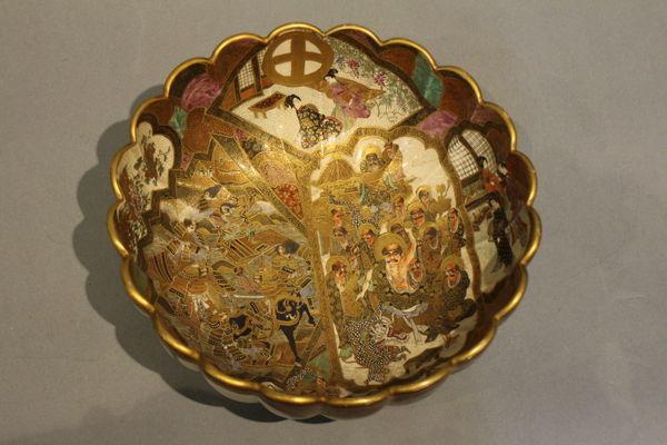 A 19th century japanese satsuma bowl of ribbed form
