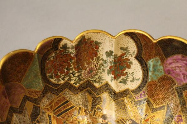 A 19th century japanese satsuma bowl of ribbed form