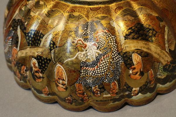 A 19th century japanese satsuma bowl of ribbed form