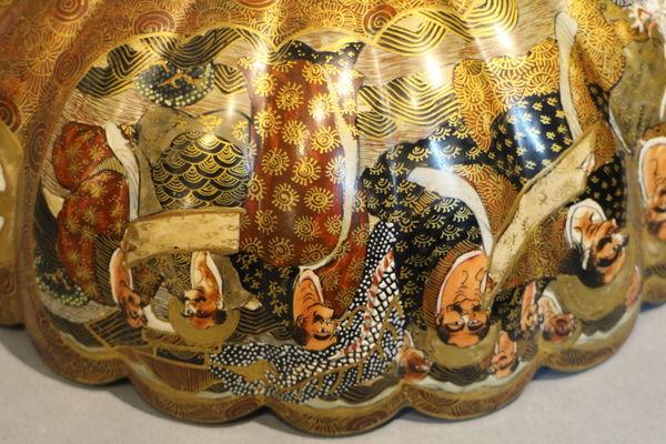 A 19th century japanese satsuma bowl of ribbed form