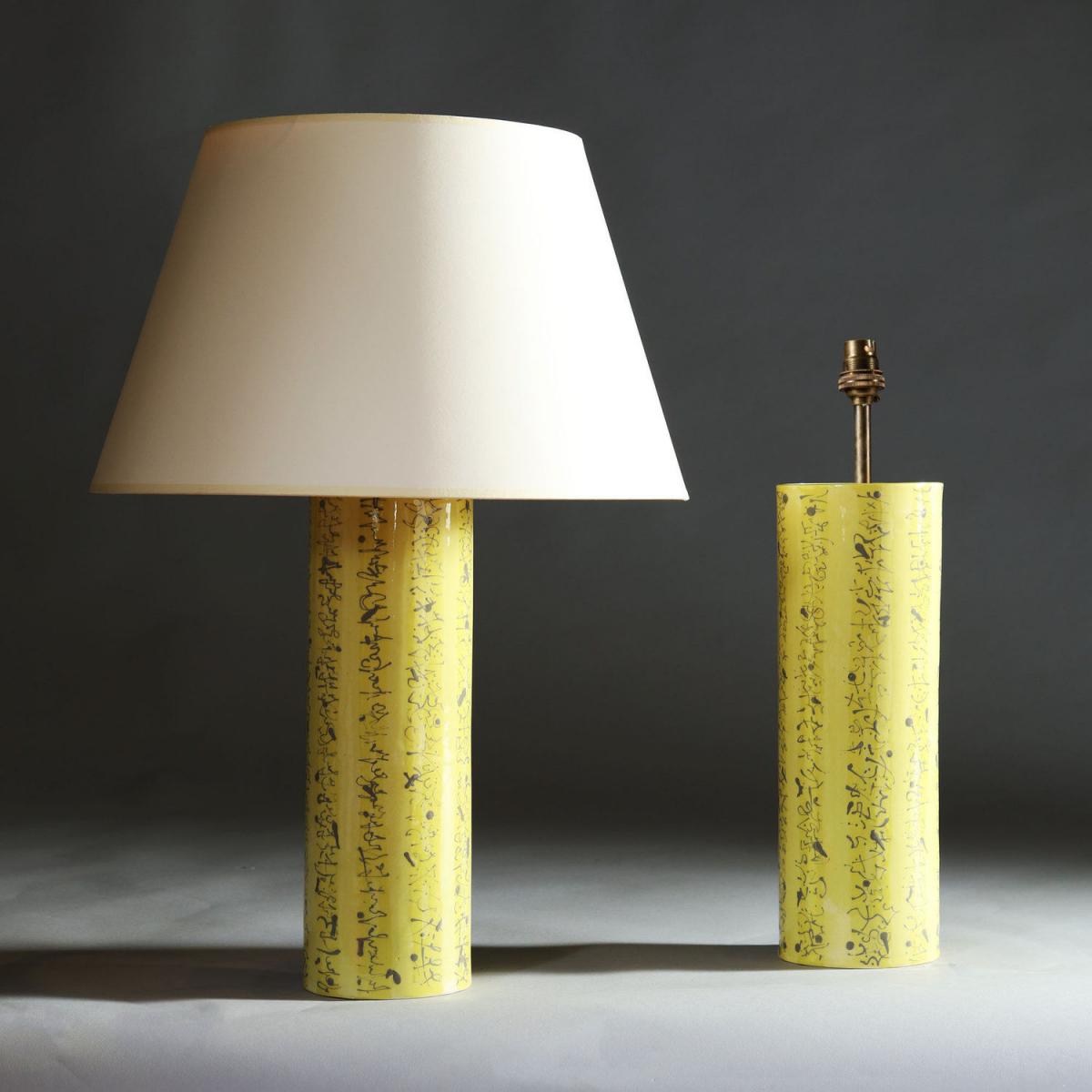 A Pair of Yellow Art Pottery Vases